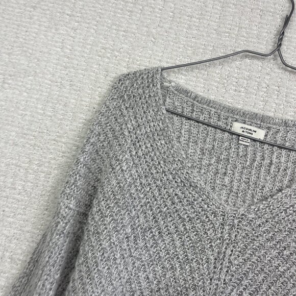 JDY Jacqueline De young Crochet knitted long sleeve Light Grey Jumper Women Sz S - Picture 4 of 15